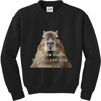 Capybara Idk How Much Longer I Can Slay Kids Sweatshirt