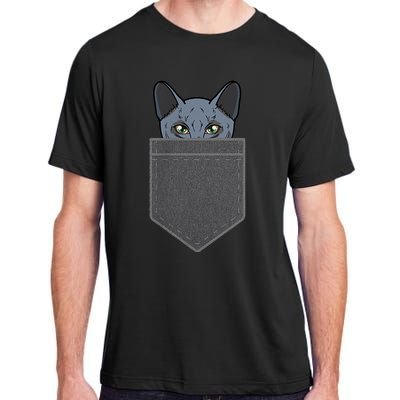 Cat In He Pocket Peeking Russian Blue Cat Mom Gifts Adult ChromaSoft Performance T-Shirt