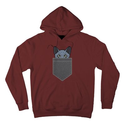 Cat In He Pocket Peeking Russian Blue Cat Mom Gifts Hoodie