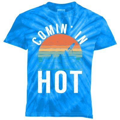 Comin In Hot Boat Captain Pontoons Boating Cool Gift Kids Tie-Dye T-Shirt