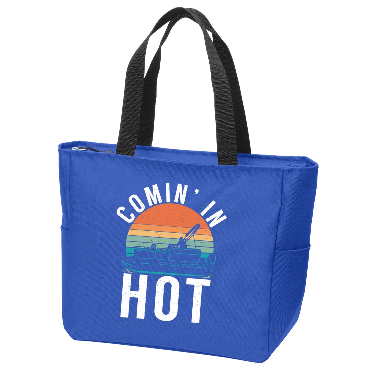 Comin In Hot Boat Captain Pontoons Boating Cool Gift Zip Tote Bag