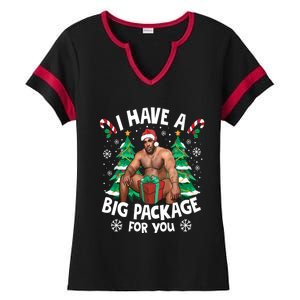 Christmas I Have A Big Package For You Naughty Big Black Guy Ladies Halftime Notch Neck Tee