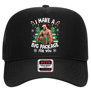 Christmas I Have A Big Package For You Naughty Big Black Guy High Crown Mesh Back Trucker Hat