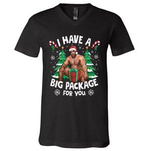 Christmas I Have A Big Package For You Naughty Big Black Guy V-Neck T-Shirt