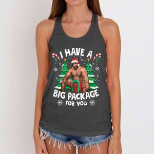 Christmas I Have A Big Package For You Naughty Big Black Guy Women's Knotted Racerback Tank