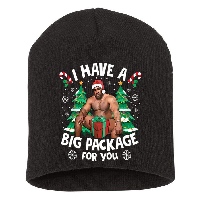 Christmas I Have A Big Package For You Naughty Big Black Guy Short Acrylic Beanie