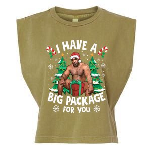 Christmas I Have A Big Package For You Naughty Big Black Guy Garment-Dyed Women's Muscle Tee