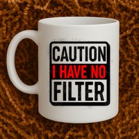 Caution I Have No Filter Warning Sign Mug