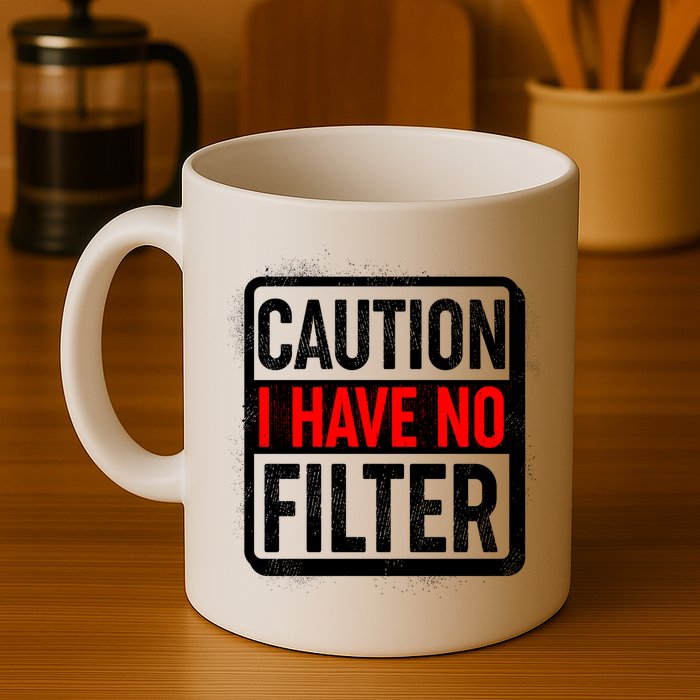 Caution I Have No Filter Warning Sign Mug