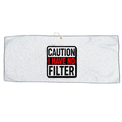 Caution I Have No Filter Warning Sign Large Microfiber Waffle Golf Towel