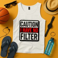 Caution I Have No Filter Warning Sign Tank Top