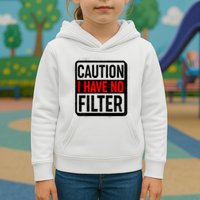 Caution I Have No Filter Warning Sign Kids Hoodie