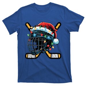 Christmas Ice Hockey Helmet Santa Xmas Lights Gift T-Shirt