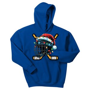 Christmas Ice Hockey Helmet Santa Xmas Lights Gift Kids Hoodie