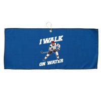 Cool Ice Hockey Player Art For Ice Hockey Lover Large Microfiber Waffle Golf Towel