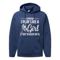 Cool Ice Hockey For Wo Girls Hockey Lover Team Skating Performance Fleece Hoodie