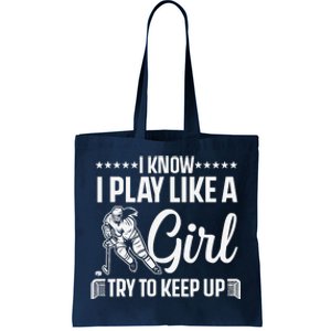 Cool Ice Hockey For Wo Girls Hockey Lover Team Skating Tote Bag