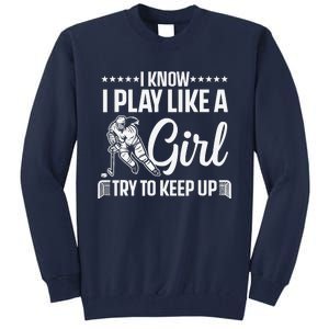 Cool Ice Hockey For Wo Girls Hockey Lover Team Skating Tall Sweatshirt