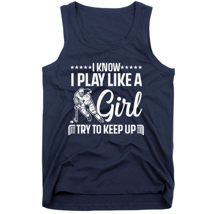 Cool Ice Hockey For Wo Girls Hockey Lover Team Skating Tank Top