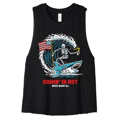 Comin In Hot Cove Surf Co Women's Racerback Cropped Tank