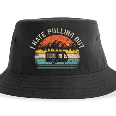 Camping I Hate Pulling Out Vintage Camper Travel Trailer Sustainable Bucket Hat