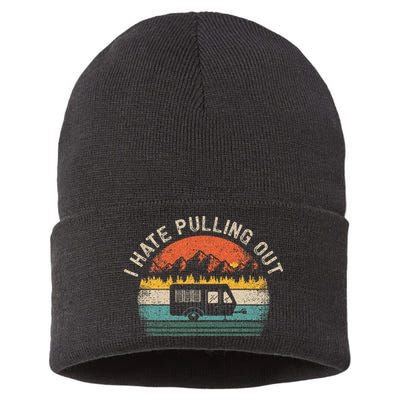 Camping I Hate Pulling Out Vintage Camper Travel Trailer Sustainable Knit Beanie