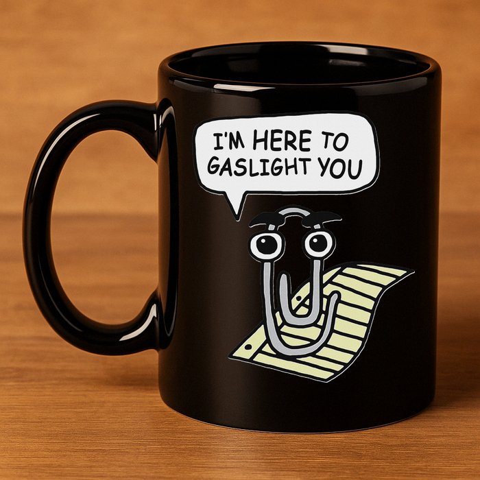 Clippy I'm Here To Gaslight You Good S Black 11oz C Handle Ceramic Mug