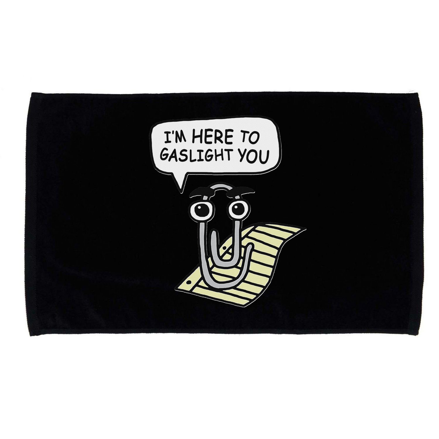 Clippy I'm Here To Gaslight You Good S Black Microfiber Hand Towel
