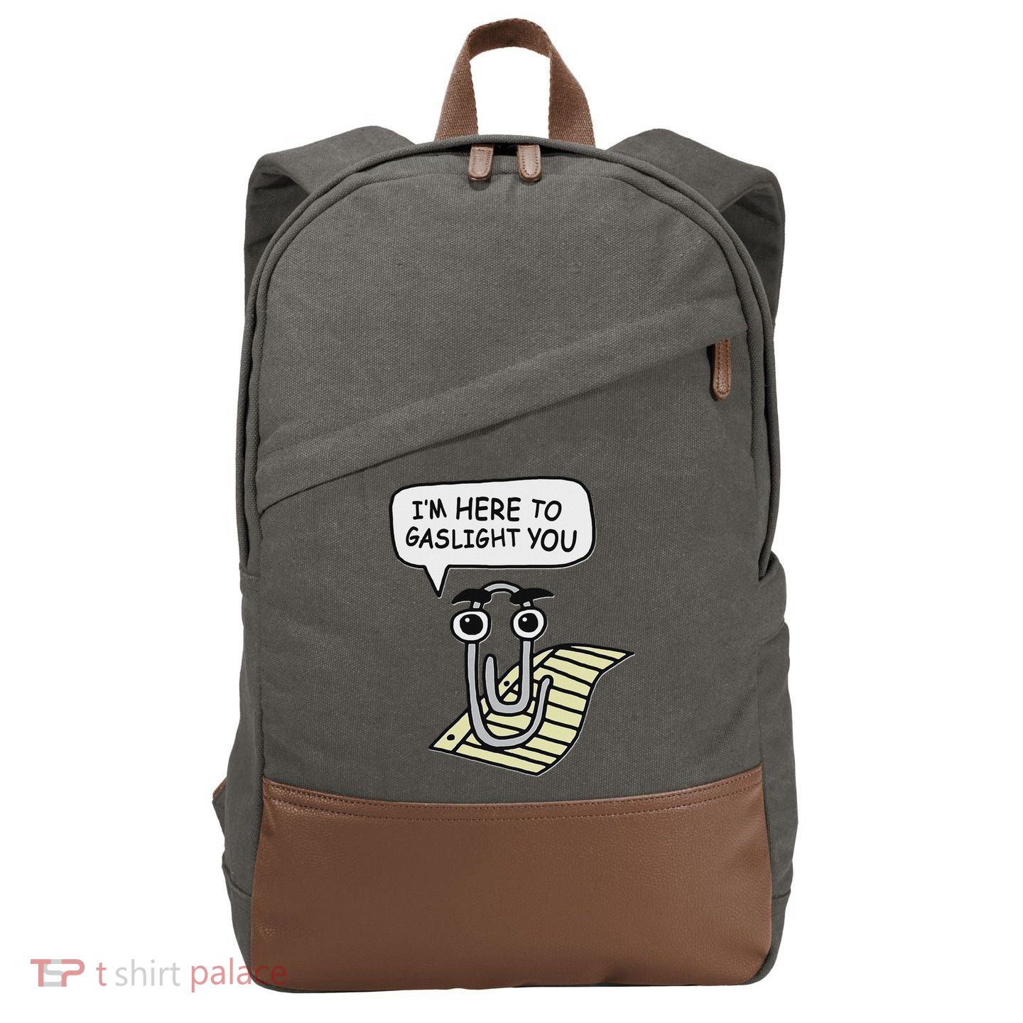 Clippy I'm Here To Gaslight You Good S Black Cotton Canvas Backpack