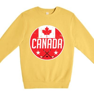 Canada Ice Hockey Flag Jersey Supporter Canadian Fan Gift Premium Crewneck Sweatshirt