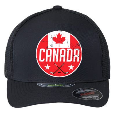 Canada Ice Hockey Flag Jersey Supporter Canadian Fan Gift Flexfit Unipanel Trucker Cap