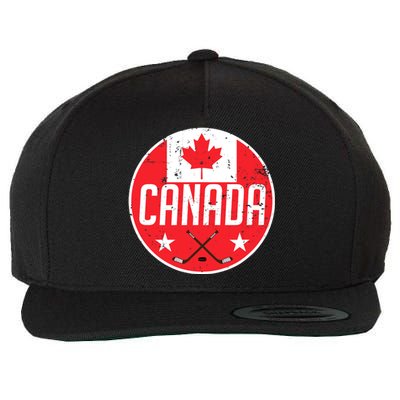 Canada Ice Hockey Flag Jersey Supporter Canadian Fan Gift Wool Snapback Cap