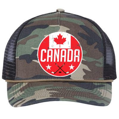 Canada Ice Hockey Flag Jersey Supporter Canadian Fan Gift Retro Rope Trucker Hat Cap