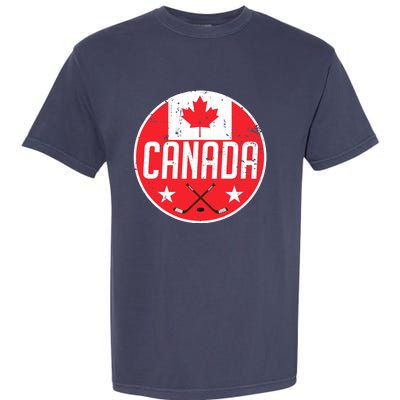 Canada Ice Hockey Flag Jersey Supporter Canadian Fan Gift Garment-Dyed Heavyweight T-Shirt