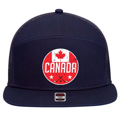 Canada Ice Hockey Flag Jersey Supporter Canadian Fan Gift 7 Panel Mesh Trucker Snapback Hat