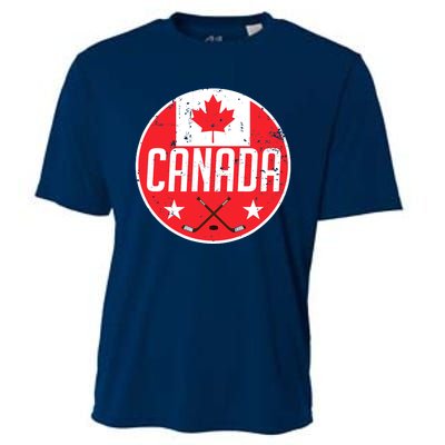 Canada Ice Hockey Flag Jersey Supporter Canadian Fan Gift Cooling Performance Crew T-Shirt