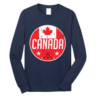 Canada Ice Hockey Flag Jersey Supporter Canadian Fan Gift Long Sleeve Shirt