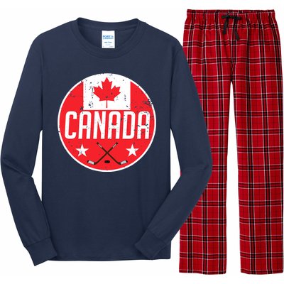 Canada Ice Hockey Flag Jersey Supporter Canadian Fan Gift Long Sleeve Pajama Set