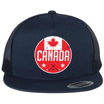 Canada Ice Hockey Flag Jersey Supporter Canadian Fan Gift Flat Bill Trucker Hat