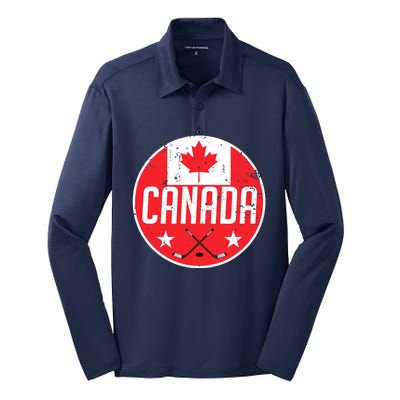 Canada Ice Hockey Flag Jersey Supporter Canadian Fan Gift Silk Touch Performance Long Sleeve Polo