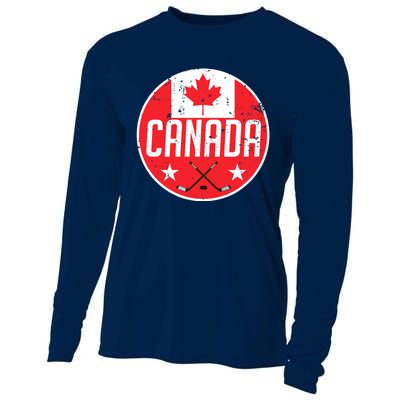 Canada Ice Hockey Flag Jersey Supporter Canadian Fan Gift Cooling Performance Long Sleeve Crew