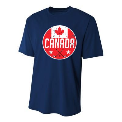 Canada Ice Hockey Flag Jersey Supporter Canadian Fan Gift Youth Performance Sprint T-Shirt