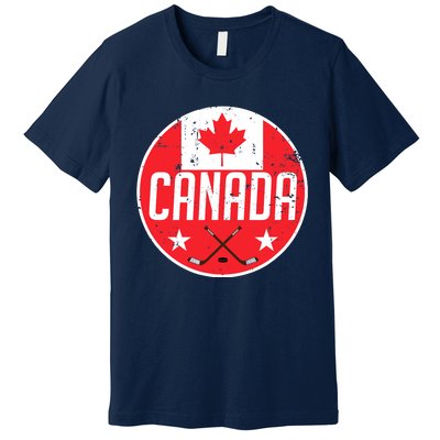 Canada Ice Hockey Flag Jersey Supporter Canadian Fan Gift Premium T-Shirt