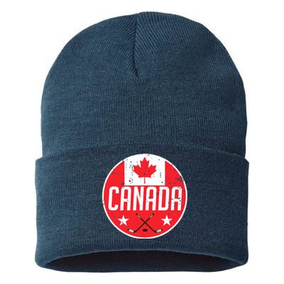 Canada Ice Hockey Flag Jersey Supporter Canadian Fan Gift Sustainable Knit Beanie