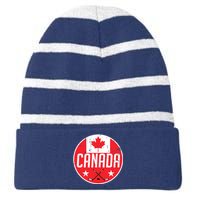 Canada Ice Hockey Flag Jersey Supporter Canadian Fan Gift Striped Beanie with Solid Band