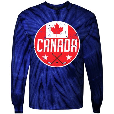 Canada Ice Hockey Flag Jersey Supporter Canadian Fan Gift Tie-Dye Long Sleeve Shirt