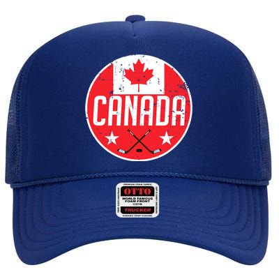 Canada Ice Hockey Flag Jersey Supporter Canadian Fan Gift High Crown Mesh Back Trucker Hat