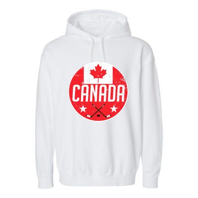 Canada Ice Hockey Flag Jersey Supporter Canadian Fan Gift Garment-Dyed Fleece Hoodie