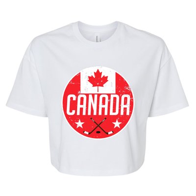 Canada Ice Hockey Flag Jersey Supporter Canadian Fan Gift Bella+Canvas Jersey Crop Tee