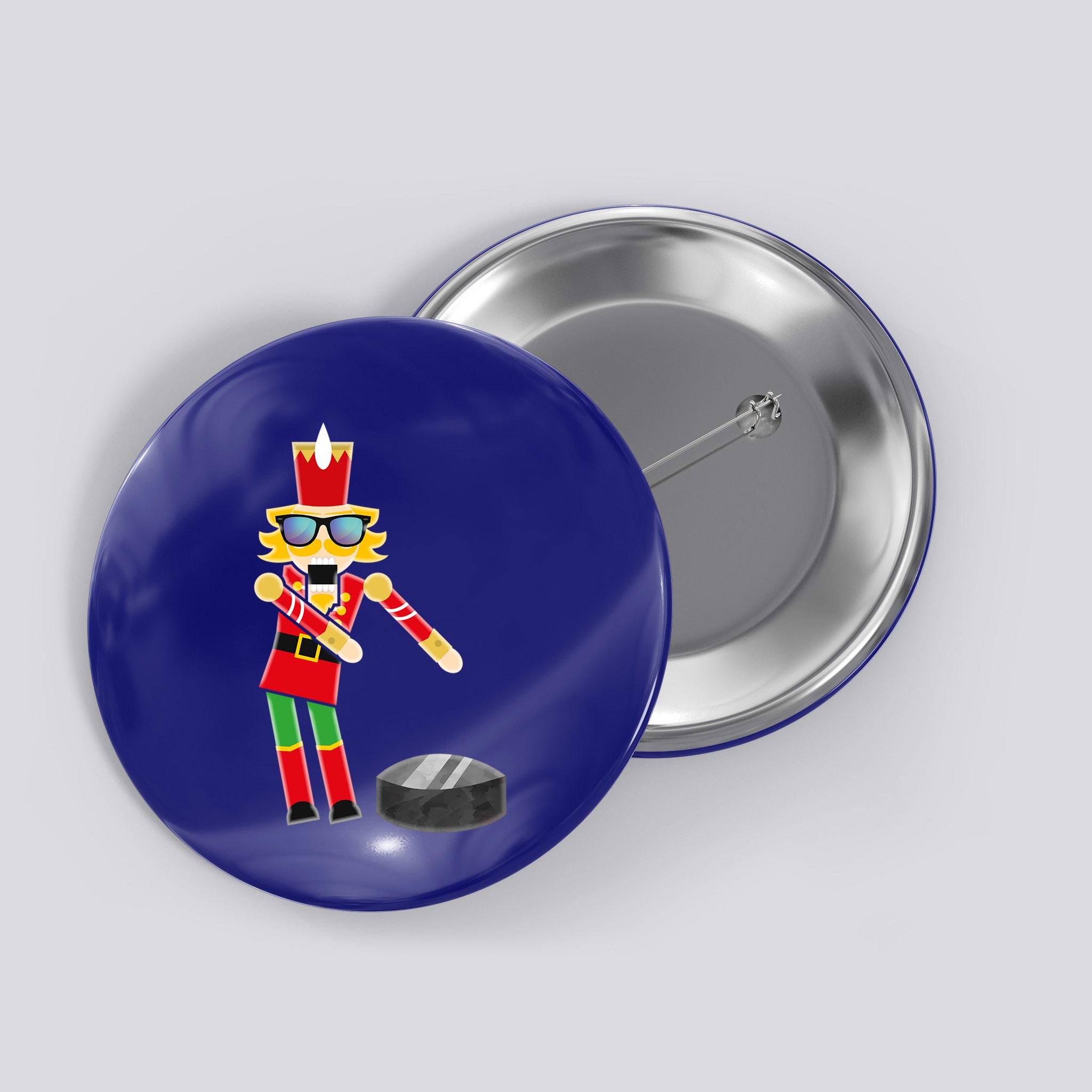 Christmas Ice Hockey Flossing Nutcracker Funny Gift Button